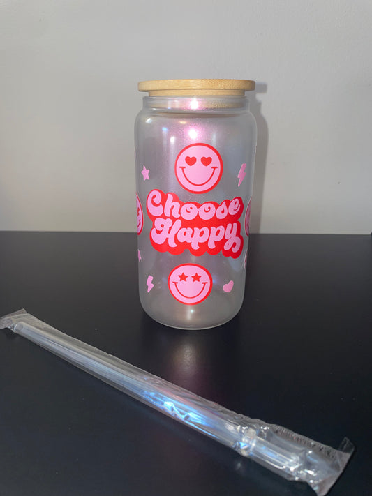 Choose Happy Pink Smiley Libbey